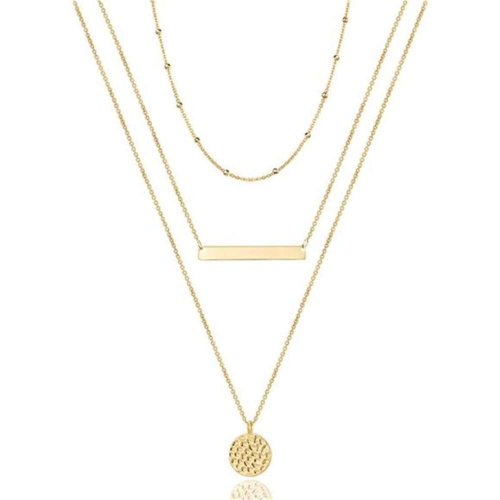 Dainty Layered Choker Necklace, Handmade 14K Gold Plated Y Pendant